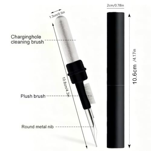2-Pack Cleaning Brush Pen Set for Earbuds and Phones, Plastic Compact Cleaner Tool with Metal Tip (Black) - color: Black
