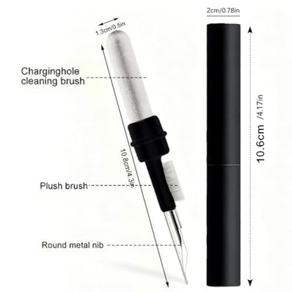 2-Pack Cleaning Brush Pen Set for Earbuds and Phones, Plastic Compact Cleaner Tool with Metal Tip (Black) - color: Black