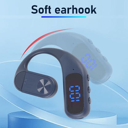 AMONIDA Bluetooth Headset, Single Ear Headset with Earhook Design, Noise Canceling Wireless Handsfree Earpiece for Trucker Driver Business (Blue) - color: Blue