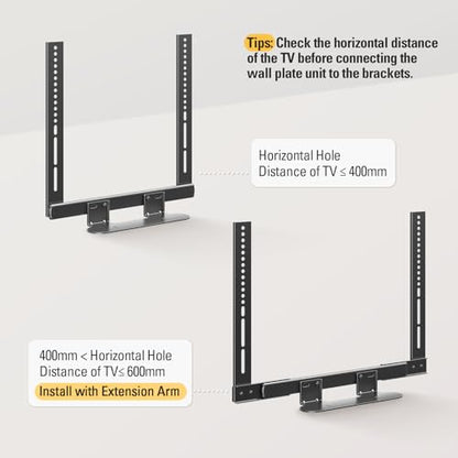 Mounting Dream Soundbar Mount with Easy Access Design for SONOS Beam, SoundBar Bracket with Sliding Block Fits TV up to VESA 600x400mm, Compatible with The Beam Constructed of Duty Aluminum Profile - size: Soundbar Mount for Sonos Beam