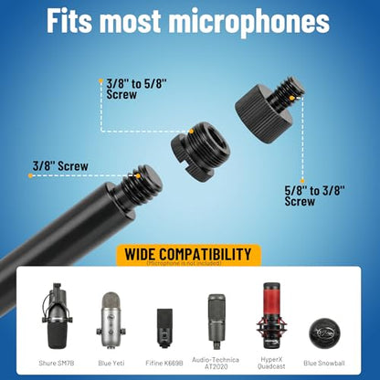 CAHAYA Microphone Isolation Shield Foldable - Mic Shield for Clear Recording Sound Absorbing Foam Reflector with 3/8" and 5/8" Mic Adapter Recording Equipment, Podcasting, Streaming, Home Studio Black
