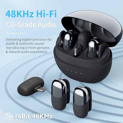 Wireless Lavalier Microphone for USB C,Mini Lapel Mic 2.4Ghz with Noise Cancellation Dual-Channel Up to 262ft for Live Streaming YouTube TikTok Vlog Interviews Video Recording Game