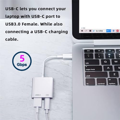 Type C USB-C to Standard Type-A USB3.0 Female with PD Power Charge Adapter Compatible with MacBook Laptop Tablet Phone - style: USB3.0 2-in-1
