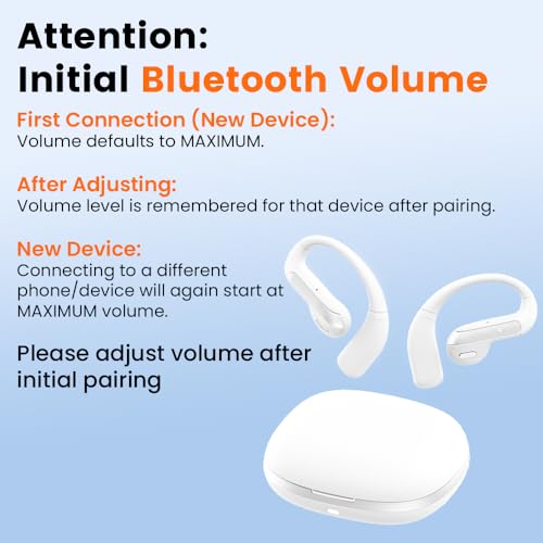 Piluyaa Open Ear Bluetooth 5.3 Earbuds, Wireless Headphones Sport Over Earphones Built-in Mic with Ear Hooks, 58H Playtime Ear Buds Fast Charging, IPX7 Waterproof for Running/Workout-White - color: WHITE