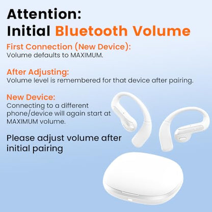 Piluyaa Open Ear Bluetooth 5.3 Earbuds, Wireless Headphones Sport Over Earphones Built-in Mic with Ear Hooks, 58H Playtime Ear Buds Fast Charging, IPX7 Waterproof for Running/Workout-White - color: WHITE