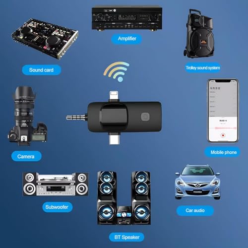 Wireless Lavalier Microphone Dual-Set, 3-in-1 Receiver (Lightning/USB-C/3.5 mm), 2 Clip-On Mics, 20 m Range, Plug-and-Play Audio for iPhone, Android, DSLR, YouTube & Zoom