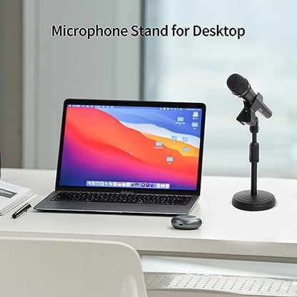 Souyouyu Desk Mic Stand Adjustable Height 9.6-13.9" Table Mic Stand w/Clip | Desk mic stand 9.6-13.9in adj height. Max 1.7in dia clip. Anti-vib foam pad. Metal base. Pod/gaming/stream