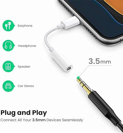 [Apple MFi Certified] 3 Pack Lightning to 3.5 mm Headphone Jack Adapter | for iPhone 3.5mm Headphones/Earphones Aux Audio Dongle Adapter Compatible for 14 13 12 11 XS XR X 8 7, Support All iOS