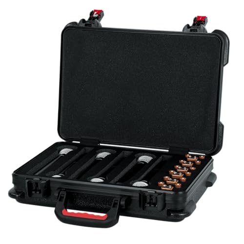 Gator Cases Wireless Microphone Case with TSA Approved Latches for 6 Wireless Microphones; (GTSA-MICW6) - style: (6) Wireless Mics