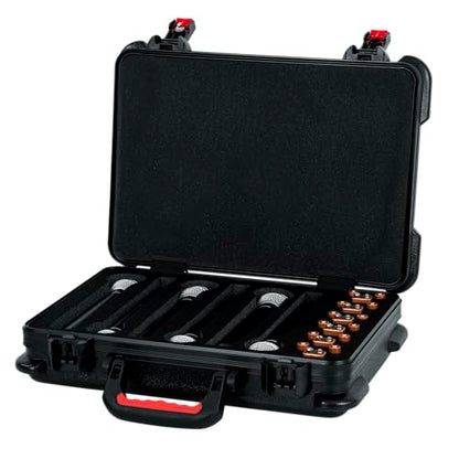 Gator Cases Wireless Microphone Case with TSA Approved Latches for 6 Wireless Microphones; (GTSA-MICW6) - style: (6) Wireless Mics