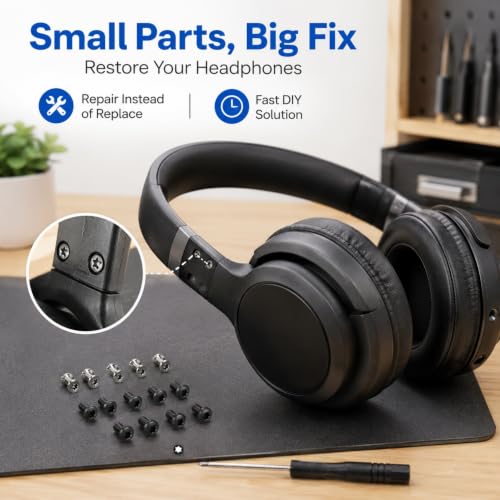 Replacement Headband Screws for Beats Studio 3, Studio 2, Studio 1.0, B0500 B0501, Studio Pro Headphone Headband Screws, Alloy Steel, Screwdriver Included 12pcs(6 Silver+6 Black)