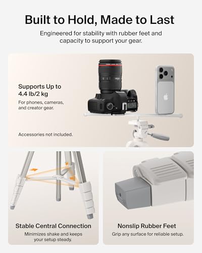 Belkin Stage Creator Tripod Stand, 5.5ft Adjustable, Phone & Camera | Pan-tilt-swivel head, lightweight, for photo, video, vlogging, YouTube, streaming, home, studio, travel - style: Tripod