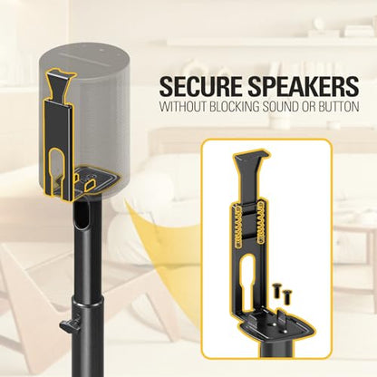 Mounting Dream Speaker Stands for Sonos Era 100, One, One SL, Play:1, Height Adjustable Up to 42", Set of 2 Surround Sound Speaker Stand with Cable Management, 13.2 LBS Loading MD5412 - size: Pair,For Sonos Era 100 Speaker
