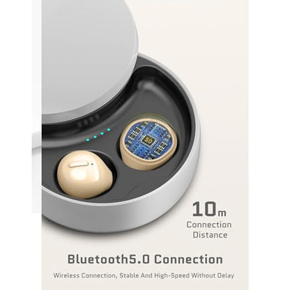 Yoidesu Mini Earbuds, Super Long Endurance Noise Cancelling Headset with Mini Compact Design, Bluetooth 5.4 Connection, for Phones, Computers, Tablets and More (White) - color: White