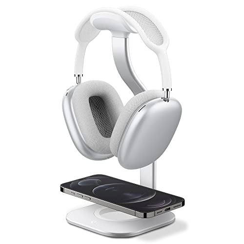 Spigen Premium Aluminum Headphone Stand for AirPods Max 1/2 (2020/2026) | Universal Compatibility for AirPods Max, Sonos Ace, Bose, Beats, Sony, PlayStation, etc [Charger Not Included] - Silver - color: Silver