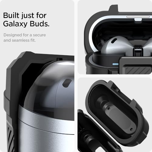 Spigen Lock Fit Designed for Galaxy Buds3, Buds3 Pro & 3 FE (2025/2024) | Secure Locking Clip, Dual-Layer Protection, Included Carabiner - Matte Black - size: Buds3 Pro / Buds 3