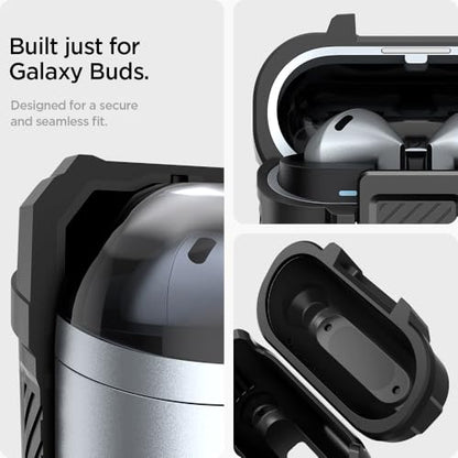 Spigen Lock Fit Designed for Galaxy Buds3, Buds3 Pro & 3 FE (2025/2024) | Secure Locking Clip, Dual-Layer Protection, Included Carabiner - Matte Black - size: Buds3 Pro / Buds 3