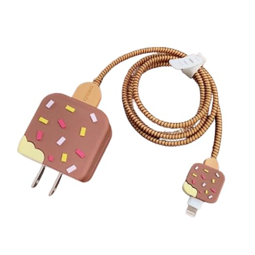 ZOSTLAND 5 in 1 DIY 18W 20W Heart Shape Protector Data Cable USB Charger Line Earphone Wire Saver Organizer Compatible with iPhone 11 12 13 14 15 Pro Max - color: Chocolate