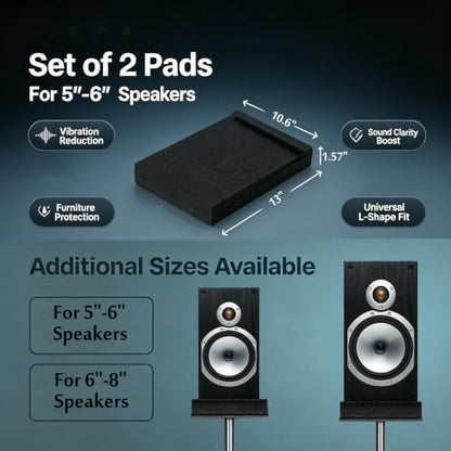 2 Pack Acoustic Isolation Pads, Studio Monitor Speaker Isolation Foam Pads, High Density Acoustic Foam Suitable for 6-8 Inch Speakers for Sound Improvement Prevent Vibrations (for 6''-8'' Speakers) - size: for 6''-8'' Speakers