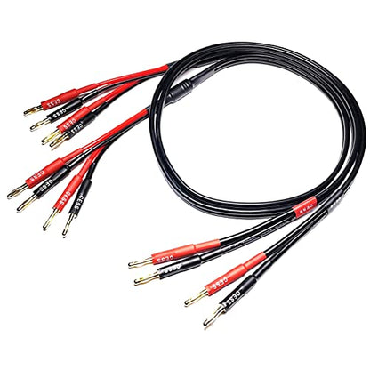 CNCESS Bi-Wire Banana Plug Splitter Speaker Cable, 3 ft, 2-Pack - size: 3 feet