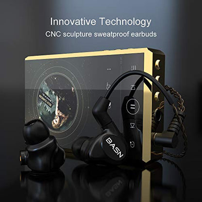 BASN Metalen 4 Drivers in-Ear Monitor Headphones, Wired Earbuds, Matt Black | 2BA+2DD Musicians Noise Isolating IEMs with Deep Bass, Two Detachable MMCX Cables with Case for Singers,Drummers,Bassists - color: Matte Black