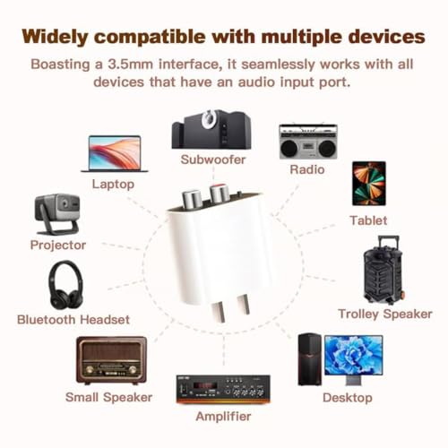 Bluetooth 5.4 Receiver – Upgrade Old Speakers to Wireless Audio, for Old Stereo/Speaker/Wired Speakers/Home Audio Music Streaming Stereo System (White-1Set)