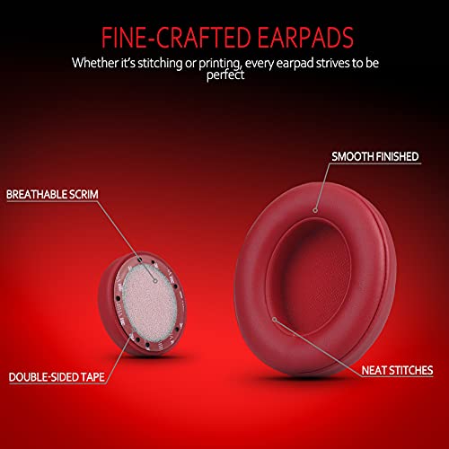 Replacement Ear Pads for Beats Studio 3 & Studio 2, Upgraded Beats Studio 3 Replacement Parts and Beats Headphones Accessories, Compatible with B0500 B0501 Wired/Wireless Models, Red - color: Red