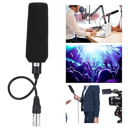 AstraLoom Condenser Microphone Stereo Camera Mic Video Recording Black Unidirectional Anti Interference High Sensitivity Metal Construction for Professional Video Recording and Studio Use