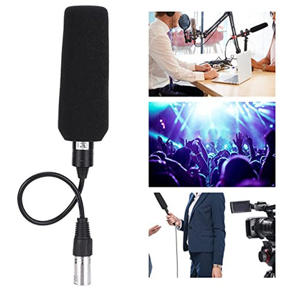 AstraLoom Condenser Microphone Stereo Camera Mic Video Recording Black Unidirectional Anti Interference High Sensitivity Metal Construction for Professional Video Recording and Studio Use