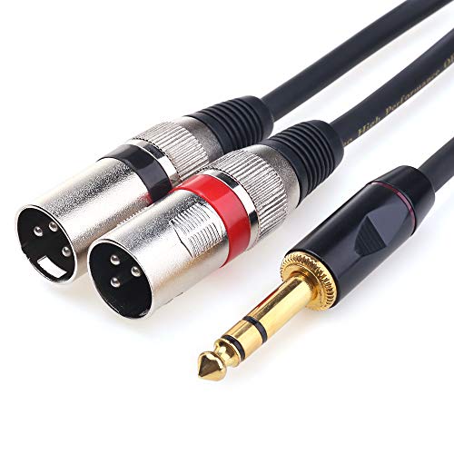 1/4 TRS to Dual XLR Male Y-Splitter Stereo Breakout Cable 1/4 inch(6.35mm) to 2 XLR Patch Cable - 3.3 FT/1m - size: 3 feet