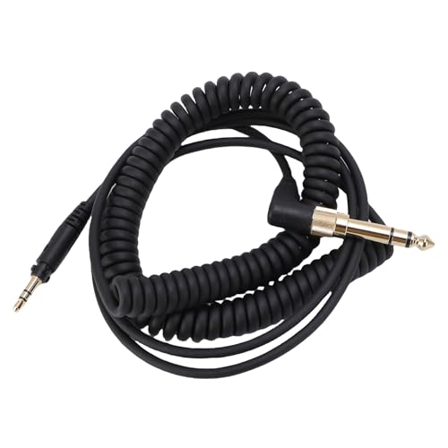 Asixxsix Coiled Headphone Cable, Secure Connection Extendable to 3. Headphone Extension Cable, Spring Coiled Aux Cord with OFC Wire Gold Plated Connectors 3.5mm Plug 6.35mm Adapter for