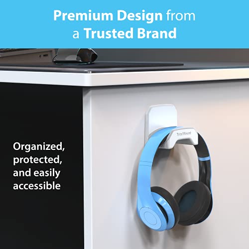 TotalMount Gaming Headset Hanger – Removable Adhesive Strips (White) | Designed in the USA – Easy, Damage-Free Wall, Desk, or PC Mounting (Headphone Hook With Premium Silicone Cradle) - style: Premium White