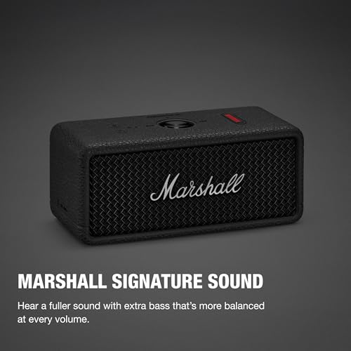 Marshall Emberton III Portable Bluetooth Speaker - Rugged Waterproof/Dust-Proof Design | Loud Stereo Sound, Deep Bass | Compact and Wireless for Travel and Outdoors - Black and Silver - color: Black & Silver