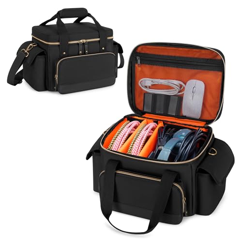 Damero DJ Cable File Bag with Detachable Dividers and Shoulder Strap | Small Gig Cable Bag for Cords, DJ Gear, Sound Instrument and Accessories