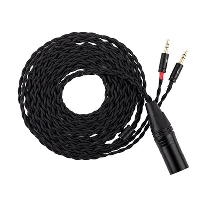 Linsoul Tripowin Nova 2M Over-Ear Monitor Headphone Cable | 4-Strand Silver Foil/OCC Hybrid Upgrade Cable , Dual 3.5mm to 4.4mm/3.5mm/XLR Plug, for Musicians Audiophiles, XLR, Black - style: XLR
