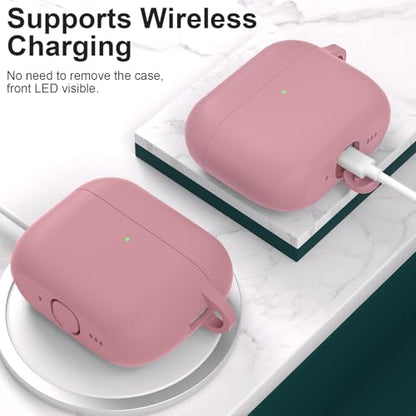 for AirPods Pro 3 Case Cover, Protective Soft Silicone with Keychain Cleaning Pen for Women Men for Apple AirPods Pro 3rd Generation Case(2025), Front LED Visible, Bean Pink - color: D-Bean Pink