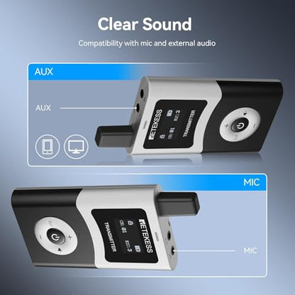 Retekess T130U (4nd Gen T130) Tour Guide System,Tour Guide Headset(1TX 5RX) | for Church, School, 200M, 40H, U-Band, Clear Sound Quality, Wireless Connection, One-Key Operation - style: 1-5