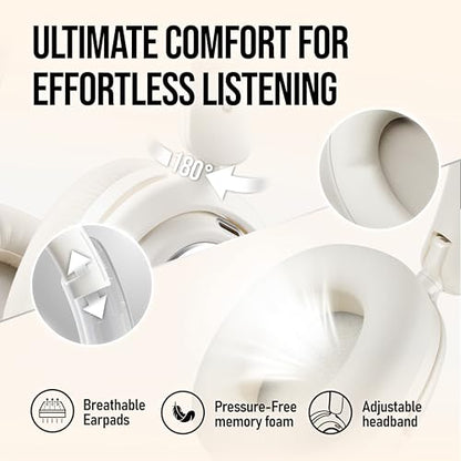 OXS Storm A2 Wireless Gaming Headset, Active Noise Cancellation, Over Ear Headphone with Mic, Bluetooth 5.4 & 2.4GHz Low Latency, Dual EQ Modes, 70H Playtime, for PC, Switch, PS4, PS5, Mobile, White - color: White