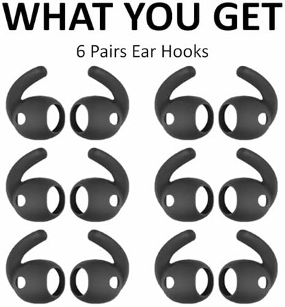 A-Focus 6 Pairs Galaxy Buds 3 Pro Ear Hooks Sport Ear Tips Replacement Anti-Slip Non-Slip Silicone Eartips and Covers Gel Wings Accessories Compatible with Samsung Galaxy Buds 3 Pro Gray