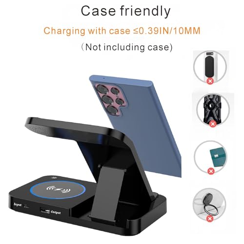 3 in 1 Charging Station for Samsung Android: Wireless Phone and Watch Charger for Galaxy S26 Ultra/S25 Ultra/S24/S23/Z Fold, Wireless Charger Stand for Galaxy Watch 9/8/7/6/5 Earbuds 4/3/Pro (Black) - color: Black