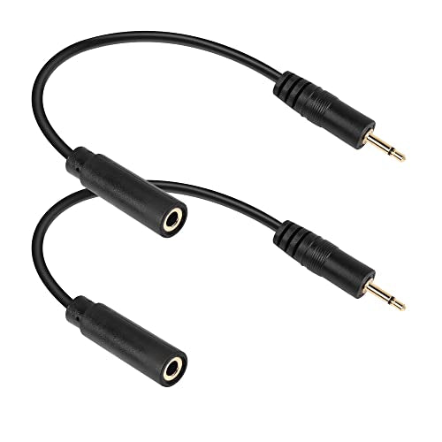 2.5mm to 3.5mm Adapter Cable，2 Pack 2.5mm Mono Male to 3.5mm TRS Female Audio Jack Short Cable for Smartphone Headphone etc(20cm