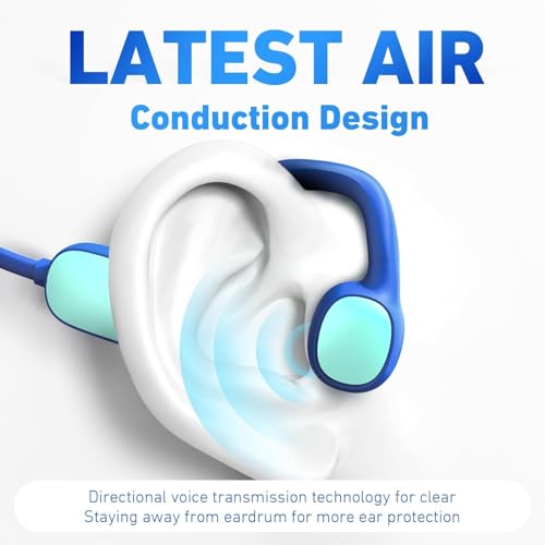 Mehomeli Kids Headphones, Bluetooth 5.2 Air Conduction Open Ear Headphones, 85dB Volume Limiting, Blue Pink - color: Blue Pink