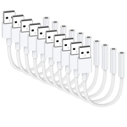 10 Pack USB to 3.5mm Audio Jack Adapter, Audio Aux Cable External Stereo Sound Card, USB to 3.5mm TRRS Female Headset for PS5 PS4 Headphone PC Laptop Linux Desktops and More Device - size: 10 Pack