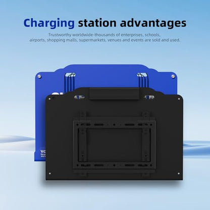 Floor Standing Cell Phone Charging Station with Fast Charigng Cables – 8 Device Charging Dock for Office, Hotel & Public Spaces | Compatible with iPhone ipad Smartphone Tablets Android Port (Blue) - color: Blue