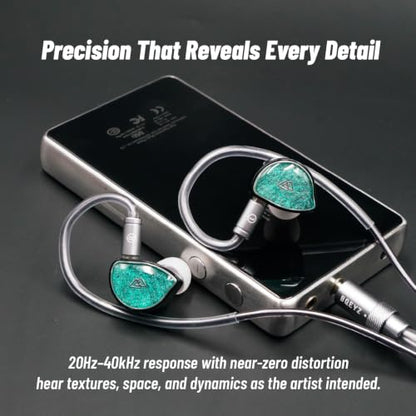 BQEYZ NI Wired in Ear Monitor, Gaming Earbuds with 3.5 & 4.4mm Plugs | HiFi 11mm Dynamic IEM Headphones with 0.1% Ultra-Low Distortion, 360° Surround Deep Bass for PS5 PC Smartphone - color: 3.5 & 4.4mm Interchangeable Plug Green
