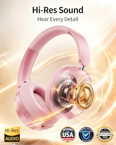 Wentronic Y05 Wireless Bluetooth Headphone, Noise Cancelling, Pink | Wireless Over-Ear Headphones, Hi-Res Audio, 48H Playtime, Built-in Mic, Comfort & Connectivity, Works with iOS, Android & PC - color: Pink