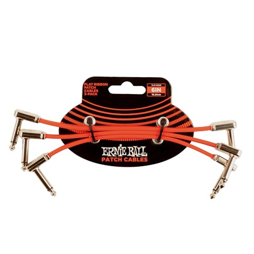 Ernie Ball 6 inch Flat Ribbon Patch Cable 3-Pack - Red - color: Red, size: 6 Inch, style: 3-Pack
