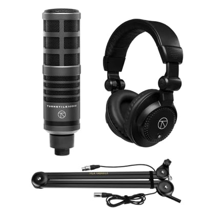 Platform Series TAP300 Cardioid Dynamic Broadcast Microphone with H&A Broadcast ARM W XLR Turnstile CB Studio Monitor HEADPHON