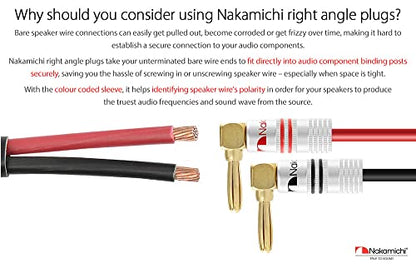 Nakamichi GrubLock 24k Gold Plated Right Angle Banana Plugs, 10-18 AWG - size: 8 Pcs (4-Pairs)