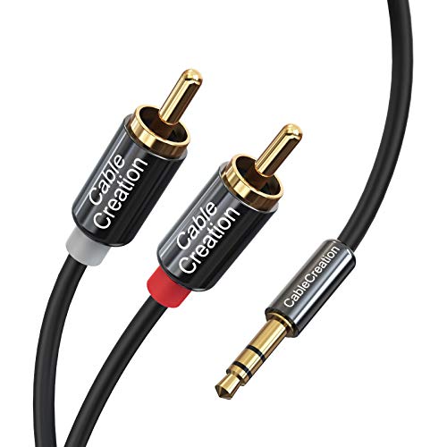CableCreation 3.5mm to RCA Cable 6FT 2pcs,3.5mm TRS to 2RCA Stereo Splitter | Male to Male RCA Stereo Y Splitter Cord for Echo Dot, Smartphone, MP3, Tablet, Stereo Receiver, Car, Speaker, HDTV ect, 2m - size: 6.6FT 2-Pack, style: PVC Jacket